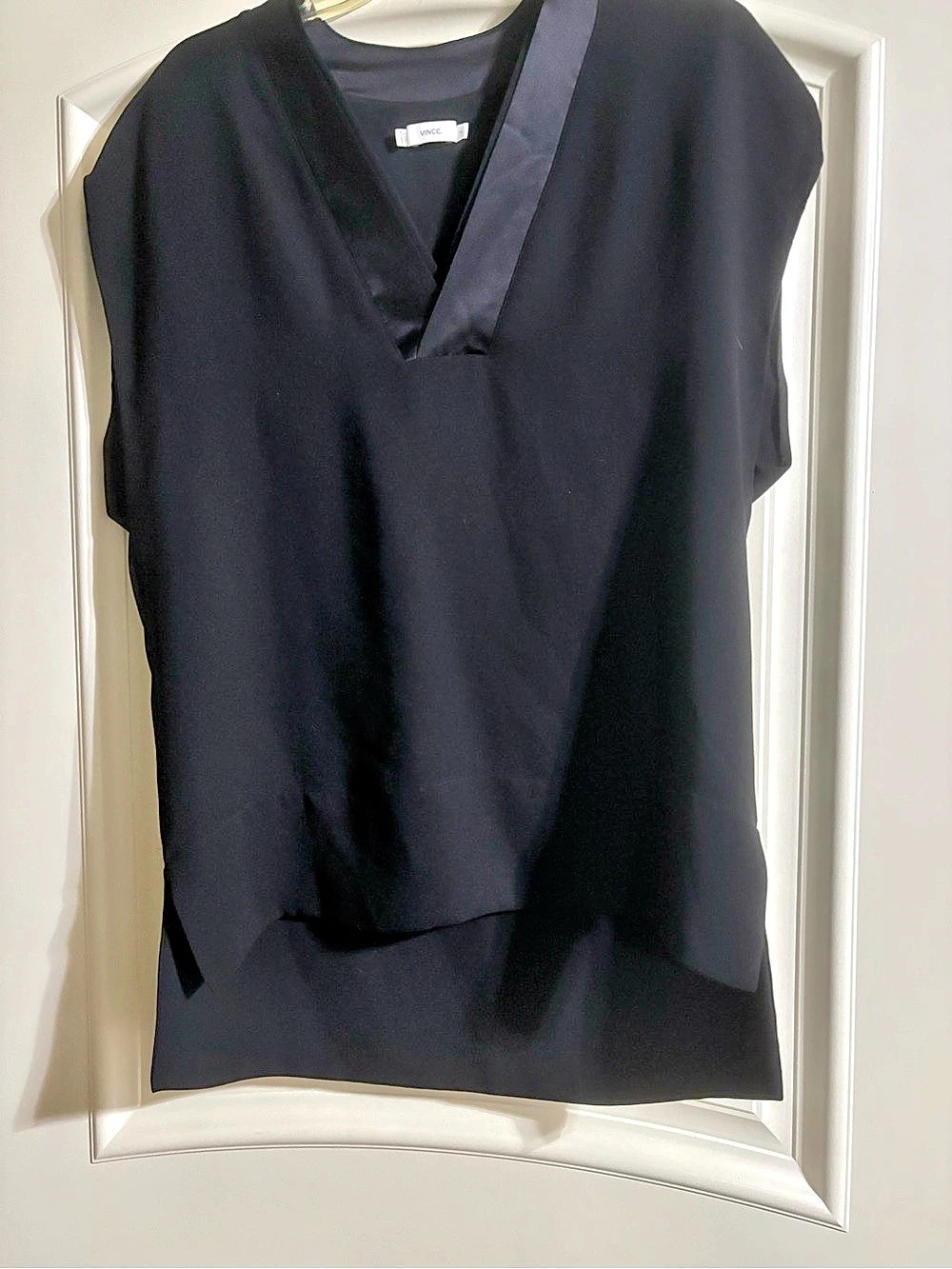 Vince Silk-Satin Neck Shirt Dress Tunic in Black Size Small